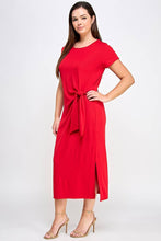 Load image into Gallery viewer, Plus Size Side Front Drape Knot Midi Dress (red coming soon)
