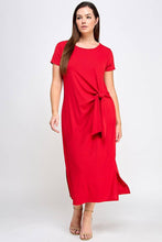 Load image into Gallery viewer, Plus Size Side Front Drape Knot Midi Dress (red coming soon)
