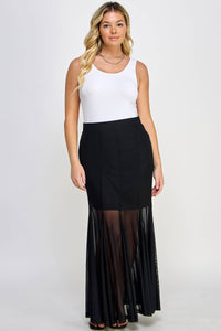 Plus Size Mesh Maxi Skirt