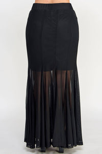 Plus Size Mesh Maxi Skirt