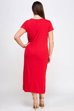 Load image into Gallery viewer, Plus Size Side Front Drape Knot Midi Dress (red coming soon)
