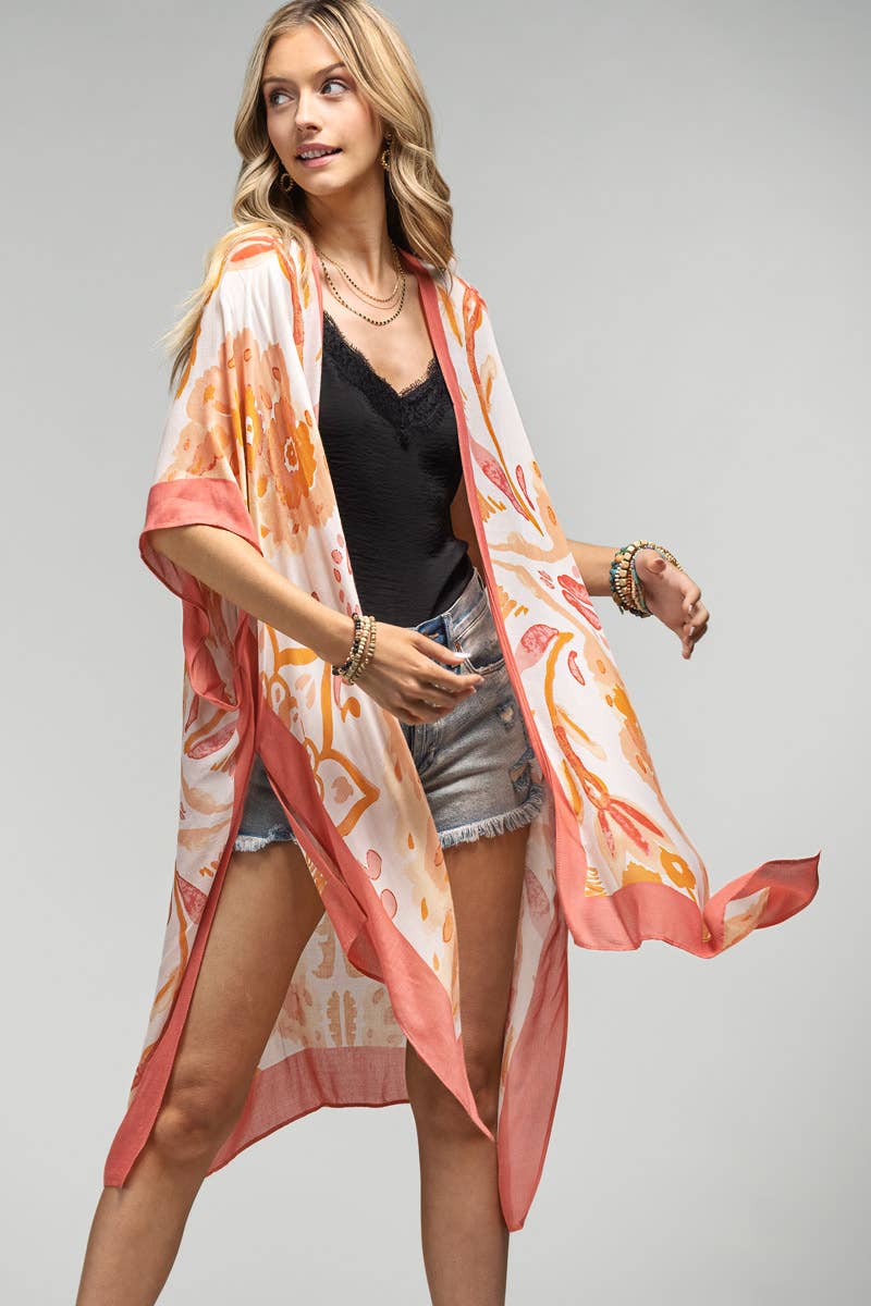 Watercolor Flower Kimono