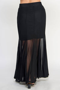 Plus Size Mesh Maxi Skirt