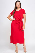 Load image into Gallery viewer, Plus Size Side Front Drape Knot Midi Dress (red coming soon)
